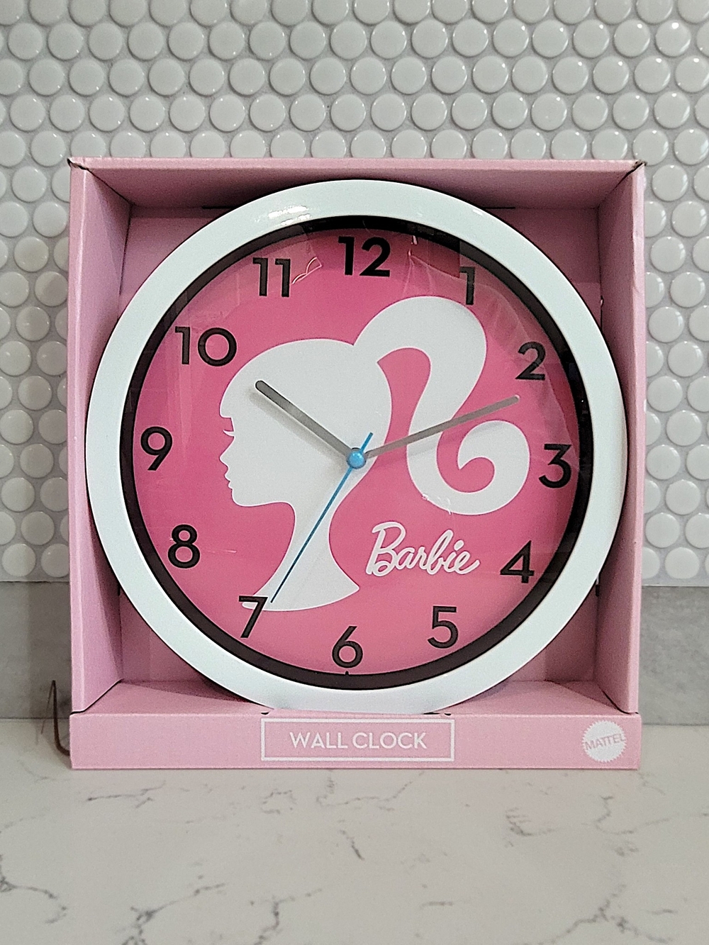 Barbie Pink Silhouette Wall Clock White Frame